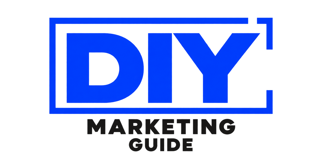 Logo DIY encadré, Marketing et Guide sur deux lignes.